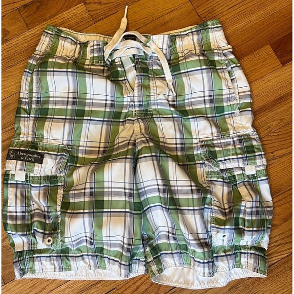 Abercrombie & Fitch Other - Abercrombie & Fitch Plaid Cargo Swim Board Shorts Blue Green White .size M